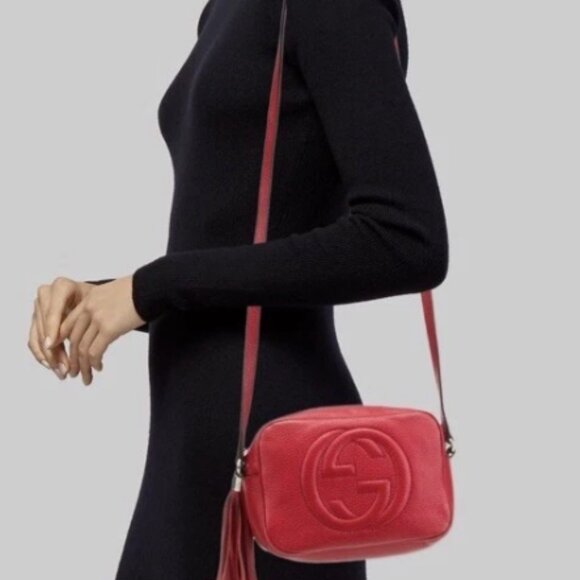 Gucci Soho disco Crossbody bag in red pebble leather - Picture 1 of 4